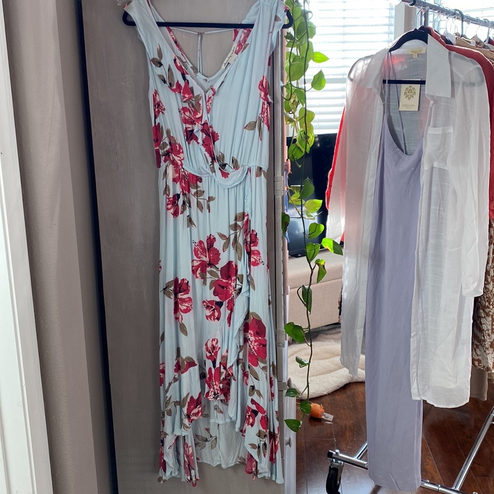 High low floral print